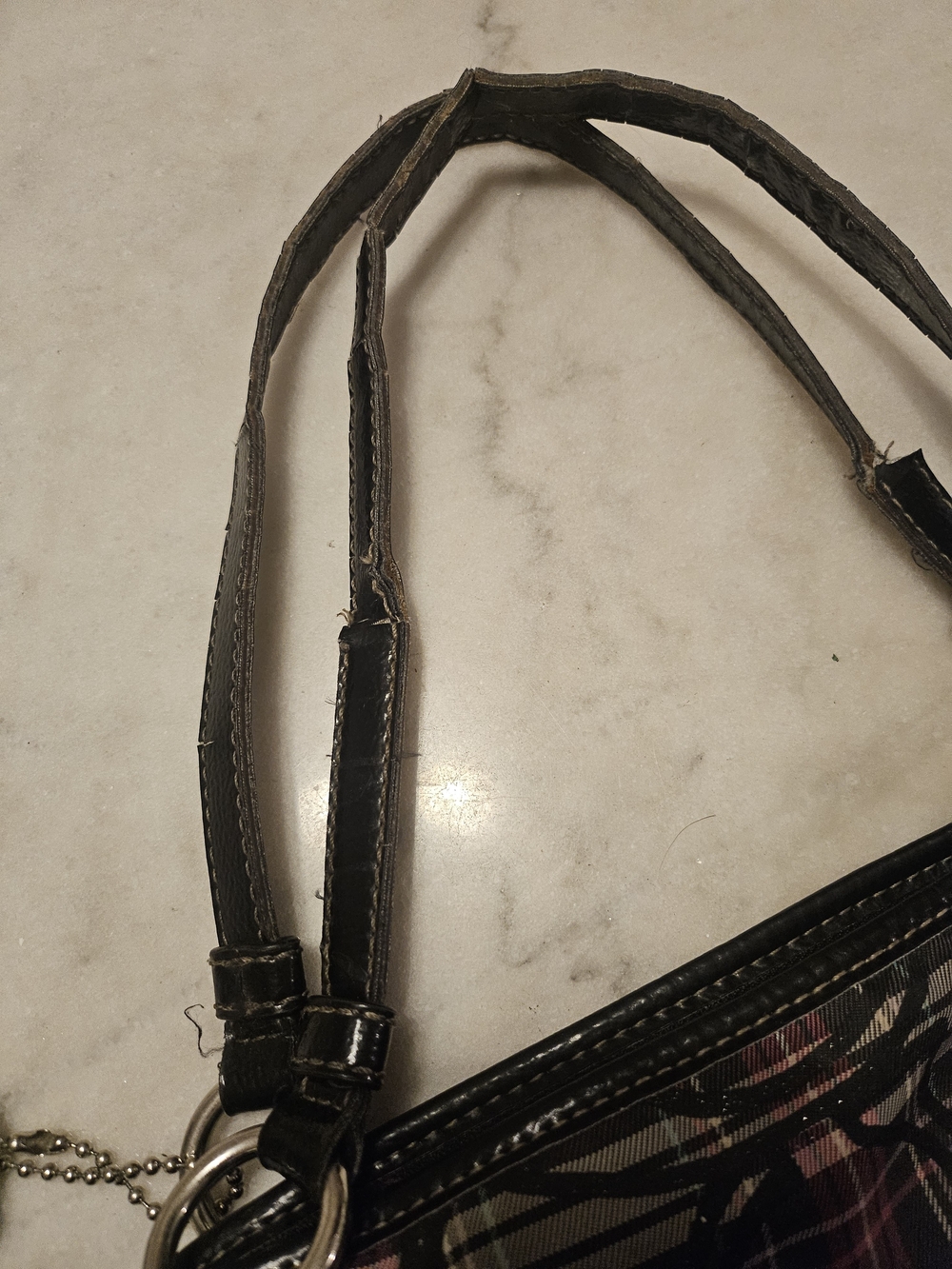 Coach Plaid Signature Tote Bag in Black/Pink - Picture 6 of 13